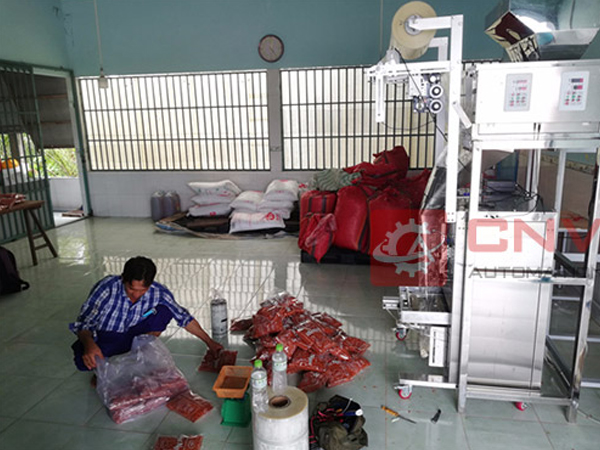 Lắp đặt máy đóng gói ruốc sấy 100-500 gram tại Tiền Giang