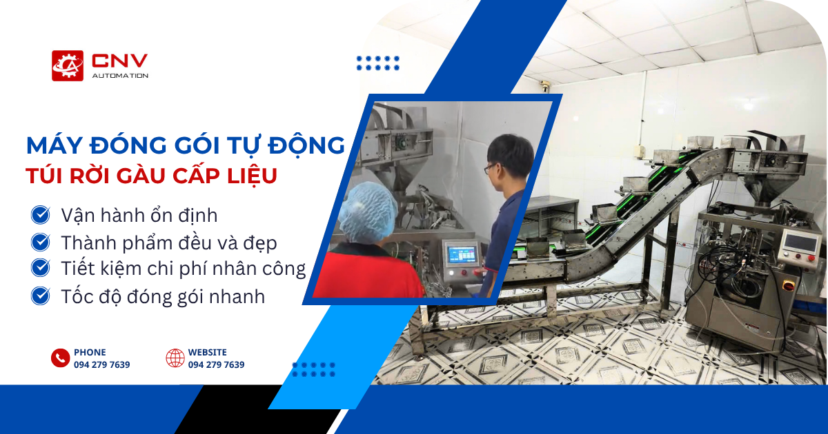 Máy đóng gói tự động túi rời gàu cấp liệu